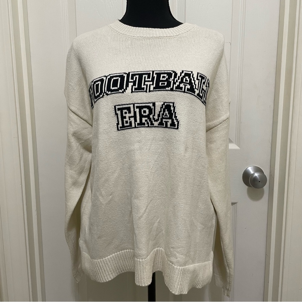 New Jessica Simpson Football Era Knit Sweater Pullover‎ Women's Medium NWT